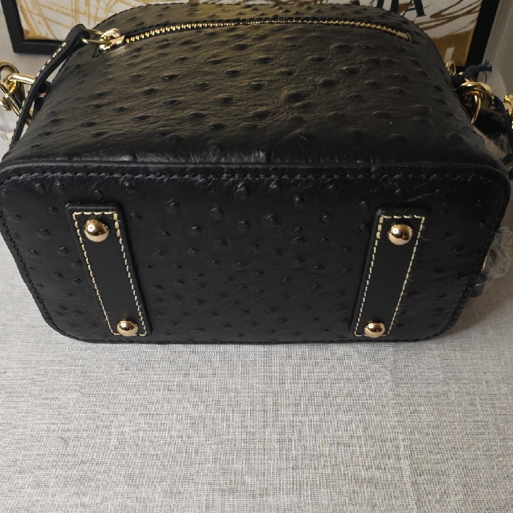 Dooney & Bourke Ostrich Embossed Leather Domed Crossbody Bag - Picture 9 of 9